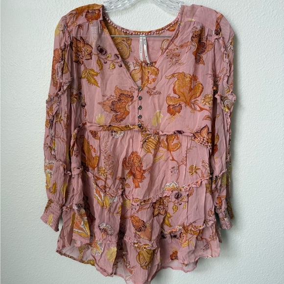 Anthropologie Sheer Ruffled Tunic Blouse Size Small - Picture 3 of 9